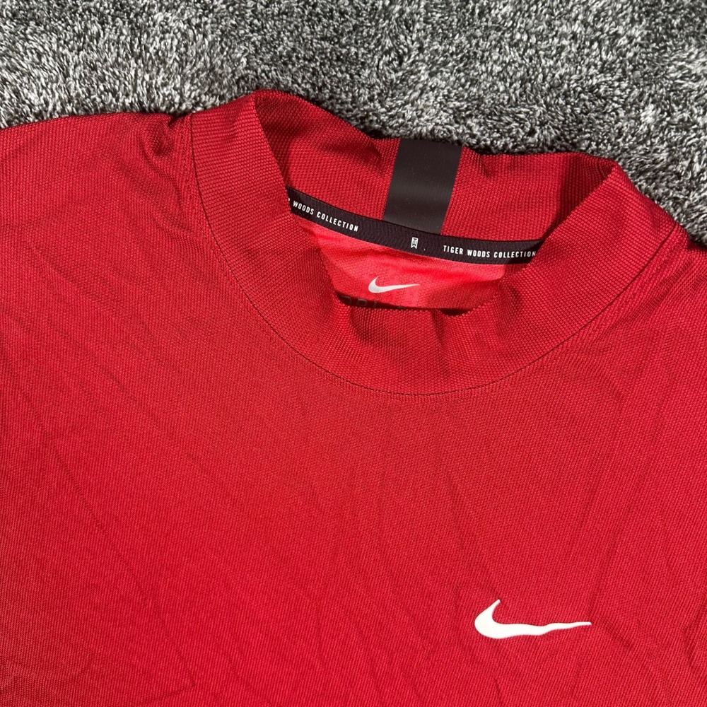 Nike Shirt Mens XL Tiger Woods Collection Red Mock Neck Golf Dri-FIT CT6078-687